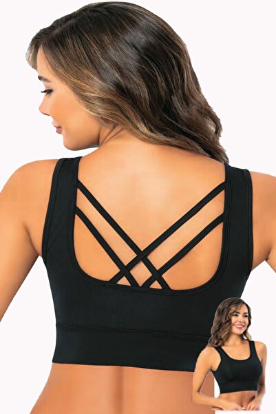 Hepsine Rakip Bustieră cu bretele late pentru femei, cu șnur încrucișat pentr...