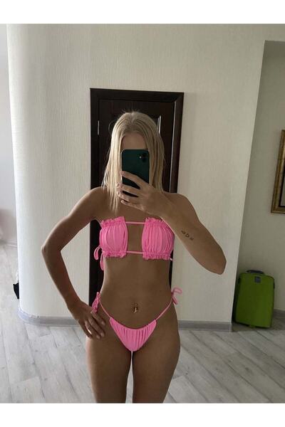 nuriçgiyim Pembelya drawstring bikini suit