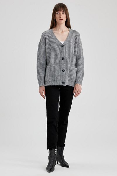 DeFacto Oversize Fit Cardigan s výstřihem do V