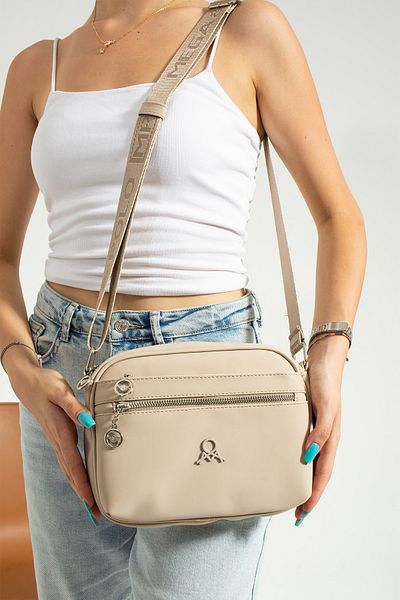 MEGA ÇANTA GEANT DE UMĂR ȘI CROSSBODY CREAM MULTISECȚIUNE PENTRU FEMEI