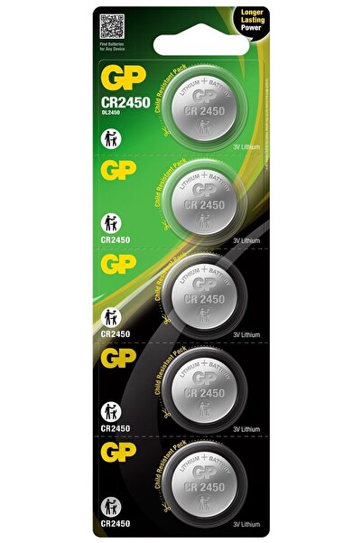 GP Batteries Cr2450 2450 Boy Lityum Düğme Pil, 3 Volt, 5'li Kart