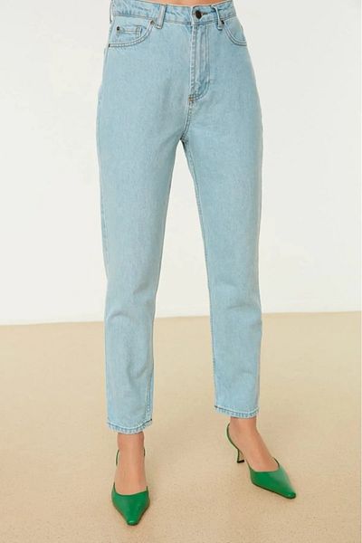 Hello Lovely Santa Bella Ramrod Light Blue Boyfriend Jean Women's Colorfast Mom High Waist Jeans