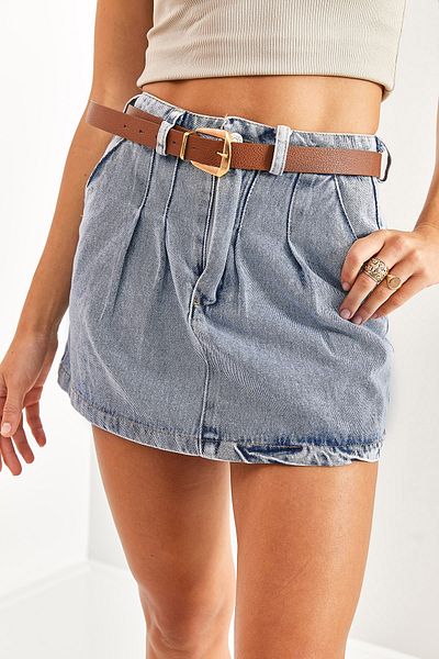 Bianco Lucci Fustă de denim plisată pentru femei 7119