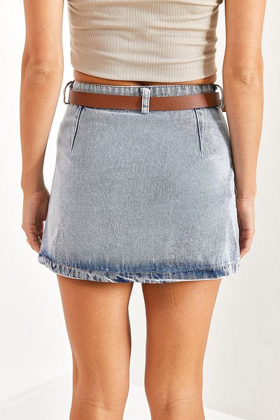 Bianco Lucci Fustă de denim plisată pentru femei 7119
