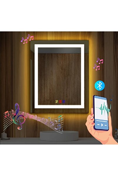 BUGUSAN 70x100 cm Bluetoothlu Buğu Çözücülü Dokunmatik Işıklı Kumlamalı Banyo...
