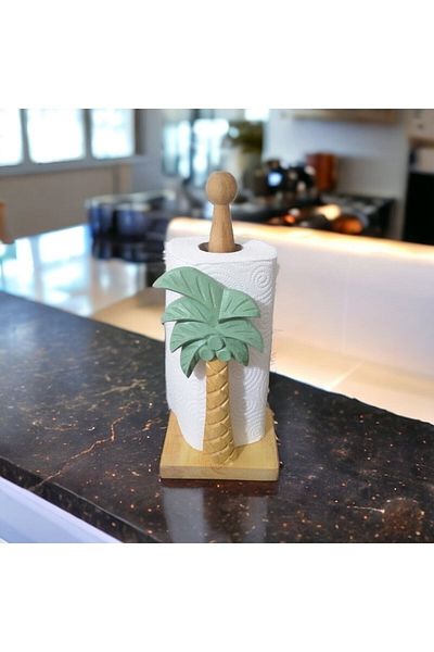 Vera Hediyelik Eşya Wooden Roll Towel Apparatus Paper Towel Holder Decorative Palm Model3301000000512
