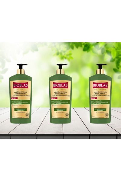 Bioblas Professional Pytokeratin Repair Shampoo - Dry and Damaged Hair, 1000 Ml * 3 Pieces