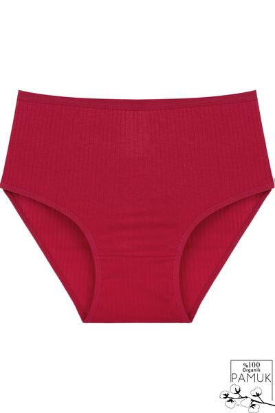 Humaone سراويل داخلية قطنية مضلعة عالية الخصر مكونة من 5 قطع باللون الأحمر Bt2-d6