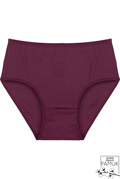 Humaone Chiloți din bumbac cu nervuri, 5 piese, talie înaltă, prune Bt2-d5