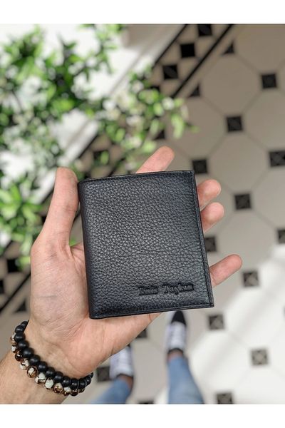 Visso leather 114 Γυναικείο ανδρικό πορτοφόλι από γνήσιο δέρμα μαύρο χρώμα με θήκη πιστωτικής κάρτας, 3 θήκες ταυτότητας, θήκη για χαρτονομίσματα