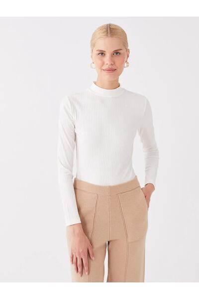 LC Waikiki LCW Modest Half Turtleneck Self Pattern Long Sleeve Tunic