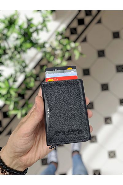 Visso leather Visso 682 حامل البطاقة الذكية آلية حامل البطاقة الرجال النساء حقيبة يد