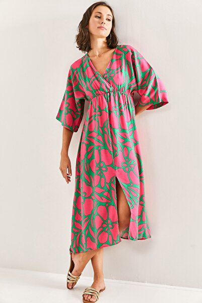 Bianco Lucci Γυναικείο φόρεμα διπλό πέτο με γιακά μπροστά άνοιγμα 40861028