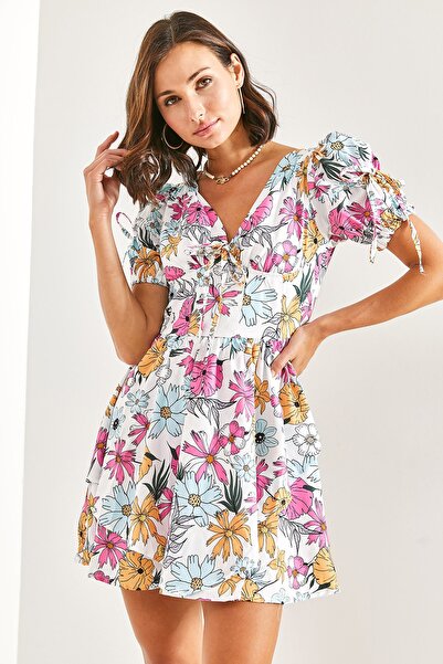 Bianco Lucci Dámské saténové šaty s potištěným vzorem