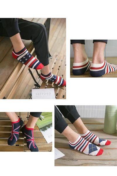 socksbox Κοντές κάλτσες με 5 ζευγάρια Unisex Premium πολύχρωμα σχέδια