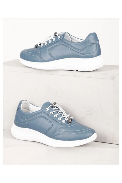 Shade ayakkabı Hakiki Deri kadın Ortopedik Taban Mavi Sneakers Spor 152-70