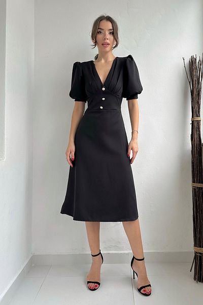 Seda Yalçın Atelier Rochie cu nasturi perle negre