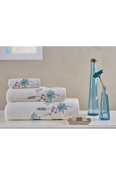 Marie Claire Paris Micro Petra 3-Piece Towel Set Off White
