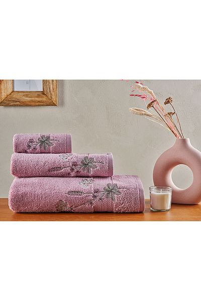 Marie Claire Paris Micro Petra - 3-Piece Dusty Rose Towel Set