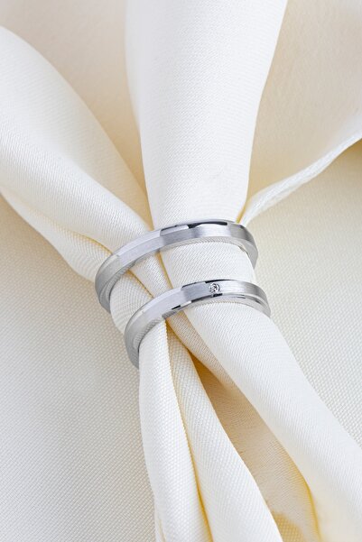 Lieza 3 mm 925 Ayar Gümüş Zarif Minimal Taşlı Alyans