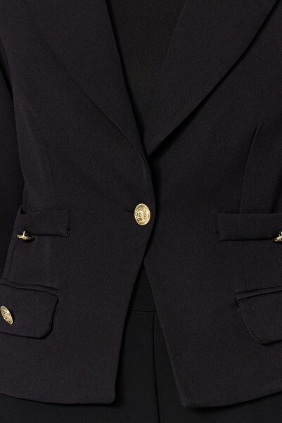 Trendyol Collection Black Regular Lined Woven Blazer Jacket TWOAW24BC00014