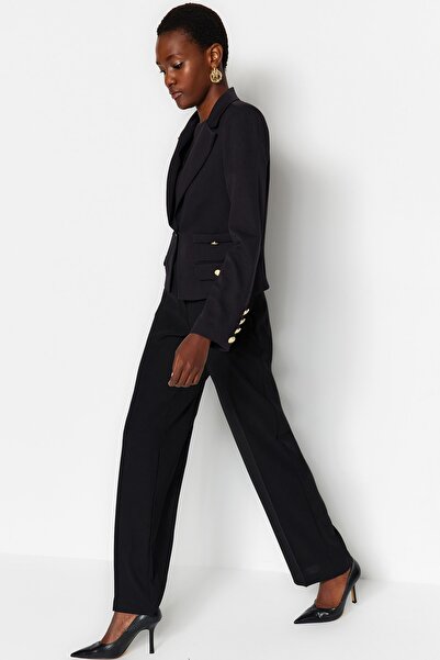 Trendyol Collection Black Regular Lined Woven Blazer Jacket TWOAW24BC00014