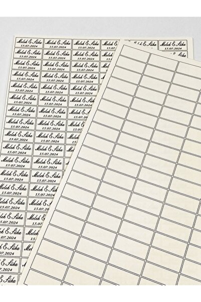 Nikah Şekeri Market Krem Rengi Kalın Kağıt Isim Etiketi 100 Adet Kına - Söz -...