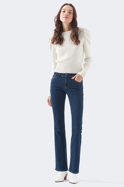 BROSERER Blugi Miley albastru închis cu picior evazat Pantaloni din denim din lycra cu talie înaltă