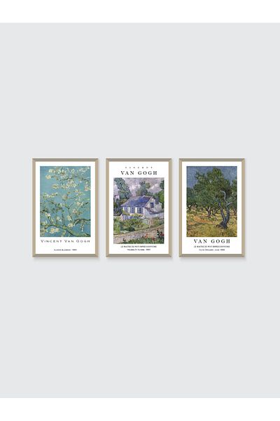 Wooden Factory Σετ ζωγραφικής Vincent Van Gogh με φυσική ξύλινη κορνίζα με 3