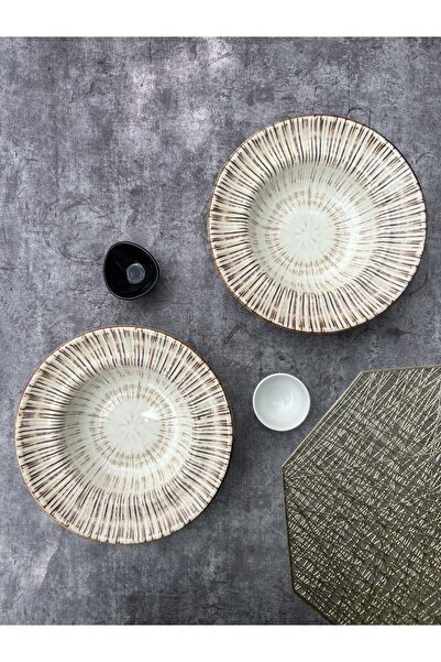 RUBİ PORSELEN 2-Piece Pasta & Salad Plate 25 cm Bone Porcelain