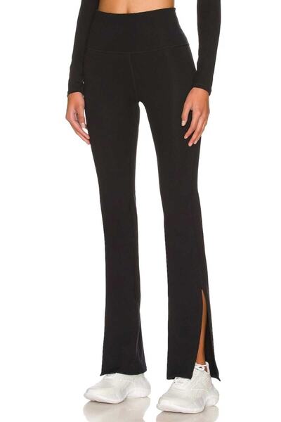 Zagrep Kadın Siyah Yandan Yırtmaçlı Likralı Slim Dar Kalıp