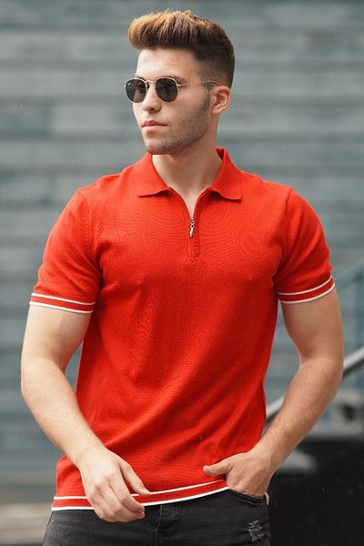Madmext Rotes Rollkragen-T-Shirt für Herren 5090