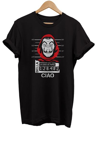 remonz Μπλουζάκι La Casa De Papel με στάμπα 100% βαμβακερό Basic T-shirt κανονικού μεγέθους