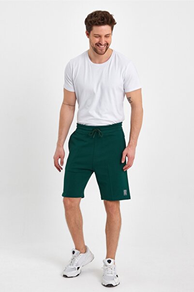 LACİVERTMEN 8024-1 8üç Iplik Belden Kordonlu Kare Baskılı Şort