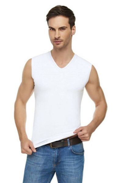 Tutku Elit Elt1305 / Elite Elastan V-Neck Zero Sleeve (3 ΤΕΜ) |   Λευκός