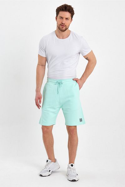 LACİVERTMEN 8024-1 Three Thread Waist Corded Square Printed Shorts