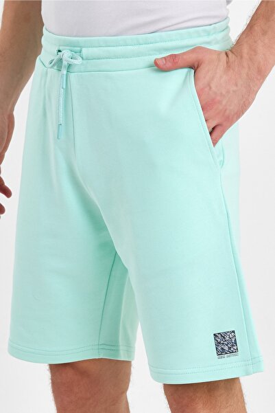 LACİVERTMEN 8024-1 Three Thread Waist Corded Square Printed Shorts