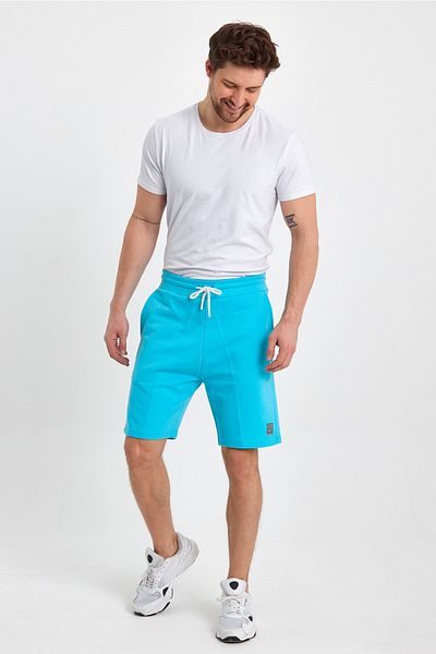 LACİVERTMEN 8024-2 Three Thread Waist Corded Square Printed Shorts
