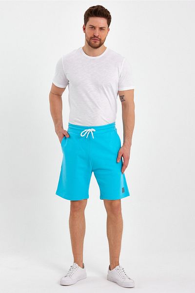 LACİVERTMEN 8024-2 Three Thread Waist Corded Square Printed Shorts