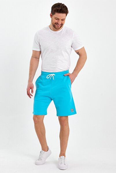 LACİVERTMEN 8024-2 Three Thread Waist Corded Square Printed Shorts