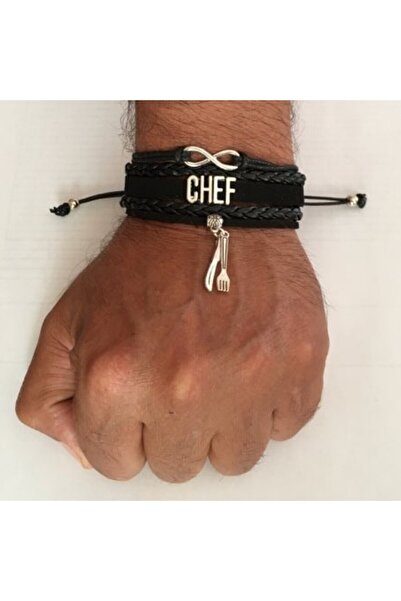 Bıçak Reyonu Black Leather Chef Bracelet
