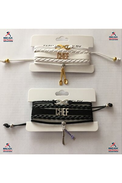 Bıçak Reyonu Black Leather Chef Bracelet