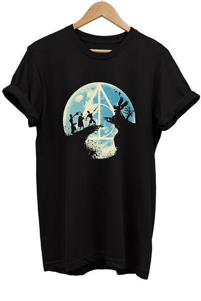 remonz Μπλουζάκι με στάμπα Harry Potter Deathly Hallows 100% βαμβακερό μπλουζάκι μεγάλου μεγέθους