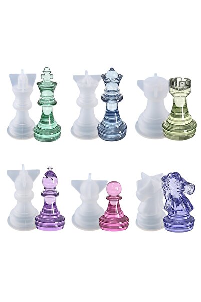 Getshop Epoksi 3d Satranç Silikon Kalıbı 6'lı Seti