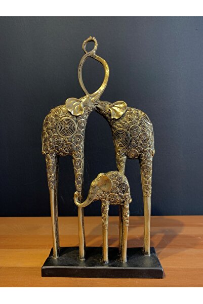 SKOLDECOR Ev Dekorasyon Fil Ailesi Gold 35x17 Cm