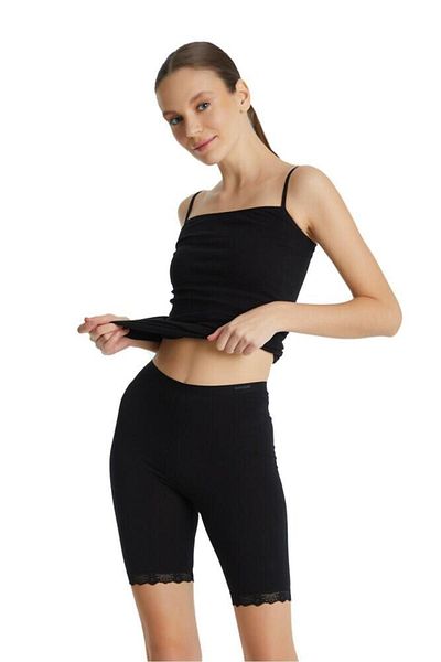 Blackspade 1334 LEGGINGS NEGRI SCURTI CU DENTELĂ DE MĂRIME MARE