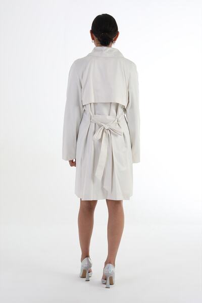 Balizza BLZ-2 DÜĞMELİ KAPAMA YAKA BELİ KUŞAKLI TRENÇKOT