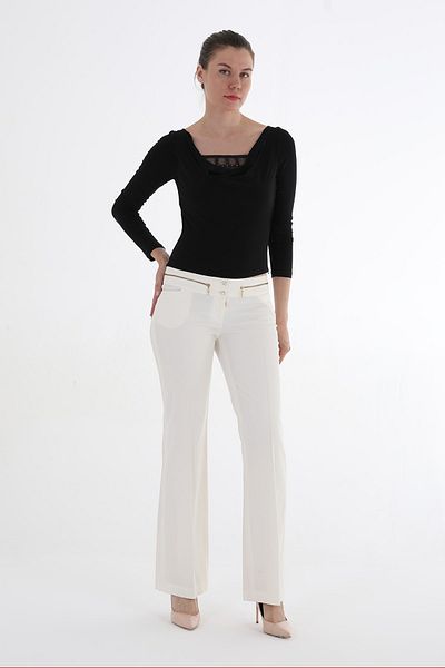 Balizza BLZ-BELI ZIPPER DETAIL SWAROVSKİ STONE BUTTON NORMAL WAIST PANT