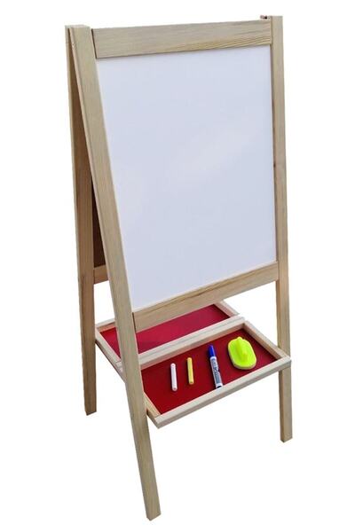 Yıldırım's Home Çift Taraflı Ayaklı Ahşap Çocuk Yazı Tahtası 110x45 cm Kalem ...