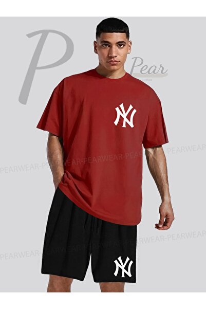 Pear Wear NY Printed Oversize Tisort Regular Fit Сортування футболок Regular Fit Сортувати подвійний комплект